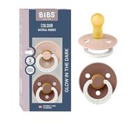 BIBS Colour Ciuccio confezione da 2 pezzi. Privo di BPA. Fluorescente, Blush Glow/Woodchuck Glow Taglia 2 (Confezione da 2)