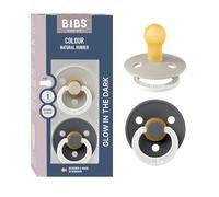 BIBS Colour Ciuccio confezione da 2 pezzi. Privo di BPA. Fluorescente, Sand Glow/Iron Glow Taglia 1 (Confezione da 2)