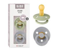 BIBS Colour Ciuccio confezione da 2 pezzi. Privo di BPA, Tettarella tonda. Lattice di gomma naturale, Misura 2 (6-18 mesi), Sage/Cloud