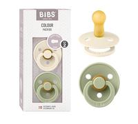 BIBS Colour Ciuccio confezione da 2 pezzi. Privo di BPA, Tettarella tonda. Lattice di gomma naturale, Misura 2 (6-18 mesi), Ivory/Sage