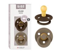 BIBS Colour Ciuccio confezione da 2 pezzi. Privo di BPA, Tettarella tonda. Lattice di gomma naturale, Misura 1 (0-6 mesi), Mocha/Dark Oak