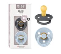 BIBS Colour Natural Rubber Size 1: 0+ months ciuccio Iron / Baby Blue 2 pz