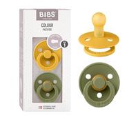 BIBS Colour Natural Rubber Size 1: 0+ months ciuccio Honey Bee / Olive 2 pz