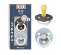 BIBS Colour Natural Rubber Size 2: 6+ months ciuccio Iron Night / Baby Blue Night 2 pz