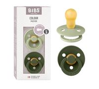 BIBS Colour Ciuccio confezione da 2 pezzi. Privo di BPA, Tettarella tonda. Lattice di gomma naturale, Misura 3 (18 + mesi), Sage/Hunter Green