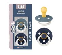 BIBS Colour GLOW Ciuccio, 0-6 mesi, confezione da 2, Petrol/Deep Space