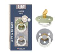 BIBS Colour GLOW Ciuccio, 0-6 mesi, confezione da 2, Sage/Cloud