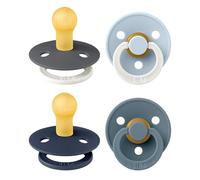 BIBS Colour, Set di 4 ciucci, succhietto senza BPA, Tettarella tonda. Lattice di gomma naturale, Prodotto in Danimarca. 0-6 mesi (set da 4), Petrol Glow Mix