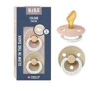 BIBS Colour Anatomical Glow confezione da 2 pezzi, Tettarella anatomica. Lattice di gomma naturale, Prodotto in Danimarca/UE. Taglia 2 (6-18 mesi), Blush Glow/Vanilla Glow