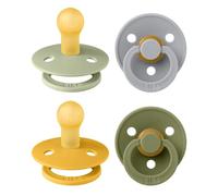 BIBS Colour, Set di 4 ciucci, succhietto senza BPA, Tettarella tonda. Lattice di gomma naturale, Prodotto in Danimarca/UE. Misura 1 (0-6 mesi), Green Garden Lush