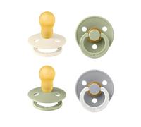 BIBS Colour, Set di 4 ciucci, succhietto senza BPA, Tettarella tonda. Lattice di gomma naturale, Prodotto in Danimarca. 18+ mesi (set da 4), Sage Glow Mix