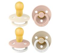BIBS Colour, Set di 4 ciucci, succhietto senza BPA, Tettarella tonda. Lattice di gomma naturale, Prodotto in Danimarca. 18+ mesi (set da 4), Blush Glow Mix