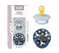 BIBS Colour Studio Polka Dots Ciuccio, 0-6 mesi, Baby Blue/Steel Blue
