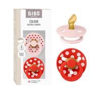 BIBS Colour Studio Polka Dots Ciuccio, 0-6 mesi, Blossom/Candy Apple