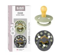 BIBS Colour Studio Polka Dots Ciuccio, 0-6 mesi, Sage/Iron