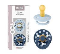BIBS Colour Studio Polka Dots Ciuccio, 6-18 mesi, Baby Blue/Steel Blue