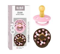 BIBS Colour Studio Polka Dots Ciuccio, 6-18 mesi, Baby Pink/Mocha