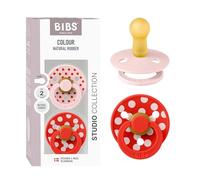 BIBS Colour Studio Polka Dots Ciuccio, 6-18 mesi,Blossom/Candy Apple