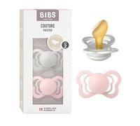 BIBS Couture Ciuccio confezione da 2 pezzi. Privo di BPA, Tettarella anatomica. Lattice di gomma naturale, Misura 2 (6-18 mesi), Haze/Blossom