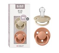 BIBS De Lux Ciuccio con Tettarella in Silicone - Confezione da 2 pezzi, Privo di BPA, Misura unica (0-36 mesi), Vanilla/Peach