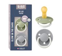 BIBS De Lux Natural Rubber Night Size 2: 6+ months ciuccio Sage / Cloud 2 pz