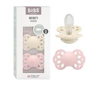 BIBS Infinity Symmetrical - Ciuccio simmetrico, senza BPA, in silicone, prodotto in Danimarca, misura 2 (6 - 18 mesi), colore: Ivory/Blossom