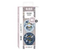 BIBS Liberty Colour - Ciuccio a forma di ciliegia, confezione da 2 pezzi, senza BPA, in gomma naturale/lattice, prodotto in Danimarca, 6-18 mesi (confezione da 2), Chamomile Lawn Baby Blue Mix