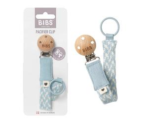 BIBS Pacifier Clip. Catenella per succhietto. Cotone 100% biologico. Disegnato in Danimarca. Cotone 100% biologico, Misura unica, Baby Blue/Ivory