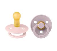 BIBS, Set di 2 ciucci collezione Colour, in gomma naturale, senza BPA, prodotti in Danimarca, età: da 6 mesi in su, colore: rosa chiaro/lilla scuro