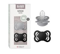 BIBS Supreme Ciuccio, 0-6 mesi, confezione da 2, Cloud/Black