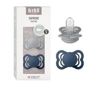 BIBS Supreme Ciuccio, 0-6 mesi, confezione da 2, Cloud/Steel Blue
