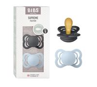 BIBS Supreme Ciuccio, 0-6 mesi, confezione da 2, Iron/Baby Blue