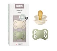 BIBS Supreme Natural Rubber Size 1: 0+ months ciuccio Ivory / Sage 2 pz