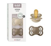 BIBS Supreme Ciuccio, 0-6 mesi, confezione da 2, Vanilla/Dark Oak