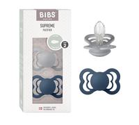 BIBS Supreme Ciuccio, 6-18 mesi, confezione da 2, Cloud/Steel Blue