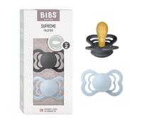 BIBS Supreme Ciuccio, 6-18 mesi, confezione da 2, Iron/Baby Blue