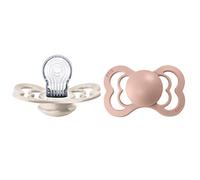 BIBS Supreme Ciuccio, 6-18 mesi, confezione da 2, Ivory/Blush | Tettarella simmetrica | Silicone | Taglia 2 | Senza BPA | Prodotto in Danimarca | Scudo anti-irritazione