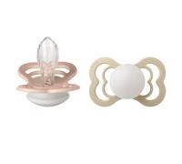 BIBS Supreme - Ciuccio simmetrico, senza BPA, in silicone, misura 2 (6-18 mesi), colore: Blush/Vanilla Night
