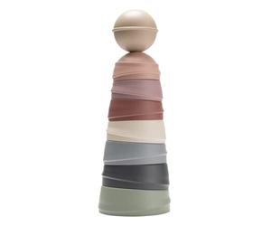 BIBS Torre traballante, 8 pezzi impilabili con sonaglio. Prodotto in Danimarca. Senza BPA, PVC e ftalati. 0-3 anni