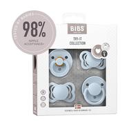 BIBS Ciuccio, confezione da 4 pezzi, Pacchetto di prova, Senza BPA, Misura 1 (0-6 mesi), Baby Blue