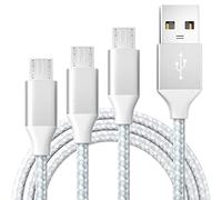BIBTIM Cavo dati Micro USB, [3 pezzi, 3M] Cavo da USB-A a Micro USB Cavo di trasmissione dati intrecciato in nylon e cavo di ricarica rapida per Samsung S7 S6 S5 A10, Sony, HTC, LG, Nokia, Kindle ECC.