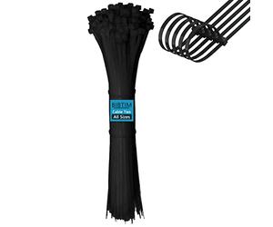 BIBTIM Fascette 100 pezzi, 250 mm di lunghezza x 4.8 mm di larghezza, fascette in nylon, resistenti ai raggi UV, adatte a famiglie, giardini, uffici e garage. Cravatta in nylon autobloccante multiuso