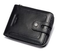 BIBTOO Exquisite Multifunction Billfold Vintage Men's Genuine Leather Wallet Fashion Male Purses Storage Bag Coin Purse Card Bag Storage Bag Wallets(Black)