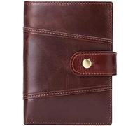BIBTOO Exquisite Vertical Vintage Wallet Men's Genuine Leather Fold Purse Anti Theft Business Card Holder Men Pocket Id Billfold Storage Bag Wallets(Brown1)