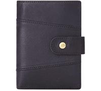 BIBTOO Exquisite Vertical Vintage Wallet Men's Genuine Leather Fold Purse Anti Theft Business Card Holder Men Pocket Id Billfold Storage Bag Wallets(Black1)