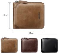 BIBTOO Exquisite Zipper Pu Leather Wallet Men Purses Photo Holder Bank Card Billfold Note Compartment Coin Pocket Wallets Storage Bag Wallets(Black)