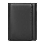 BIBTOO Leather Men's Wallet Fashion Short Men's Wallet Tri-fold Men's Wallet Buckle(Black)