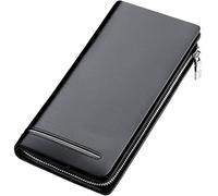 BIBTOO Men Wallet Long Card Holder Male Purse Zipper Large Capacity Men Cowhide Multifunctional Zip Wallet
