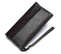 BIBTOO Mens Credit Card Wallet Long Wallet Genuine Leather Billfold Zip Around Checkbook Wallet Credit Card Slots(Brown)