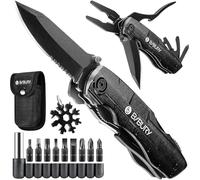 BIBURY Coltello Multiuso, 15 in 1 Pinza Multiuso, Regalo Uomo con 18 in 1 Fiocco di Neve Multiuso Strumento, Regalo Anniversario per Lui, Regali per Lui, Regalo Papa Compleanno, Regali Natale